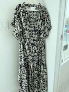 Misa Los Angeles Black and Cream Maxi Dress
